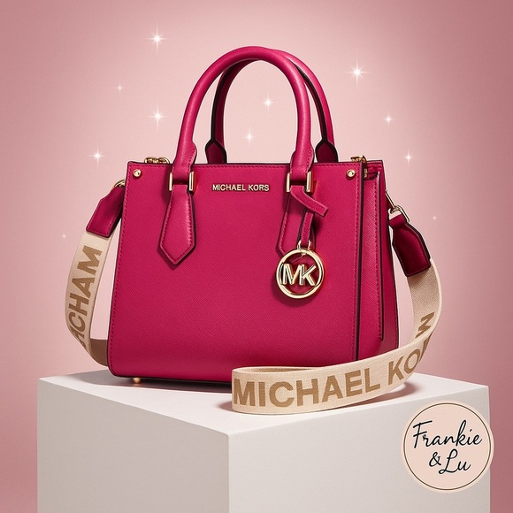 Michael Kors Maple Small Satchel Deep Fuchsia Saffiano Leather Nwt